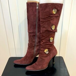 V.O.Z. Tall Cadence Stiletto Boots brown suede steampunk Eliza cosplay